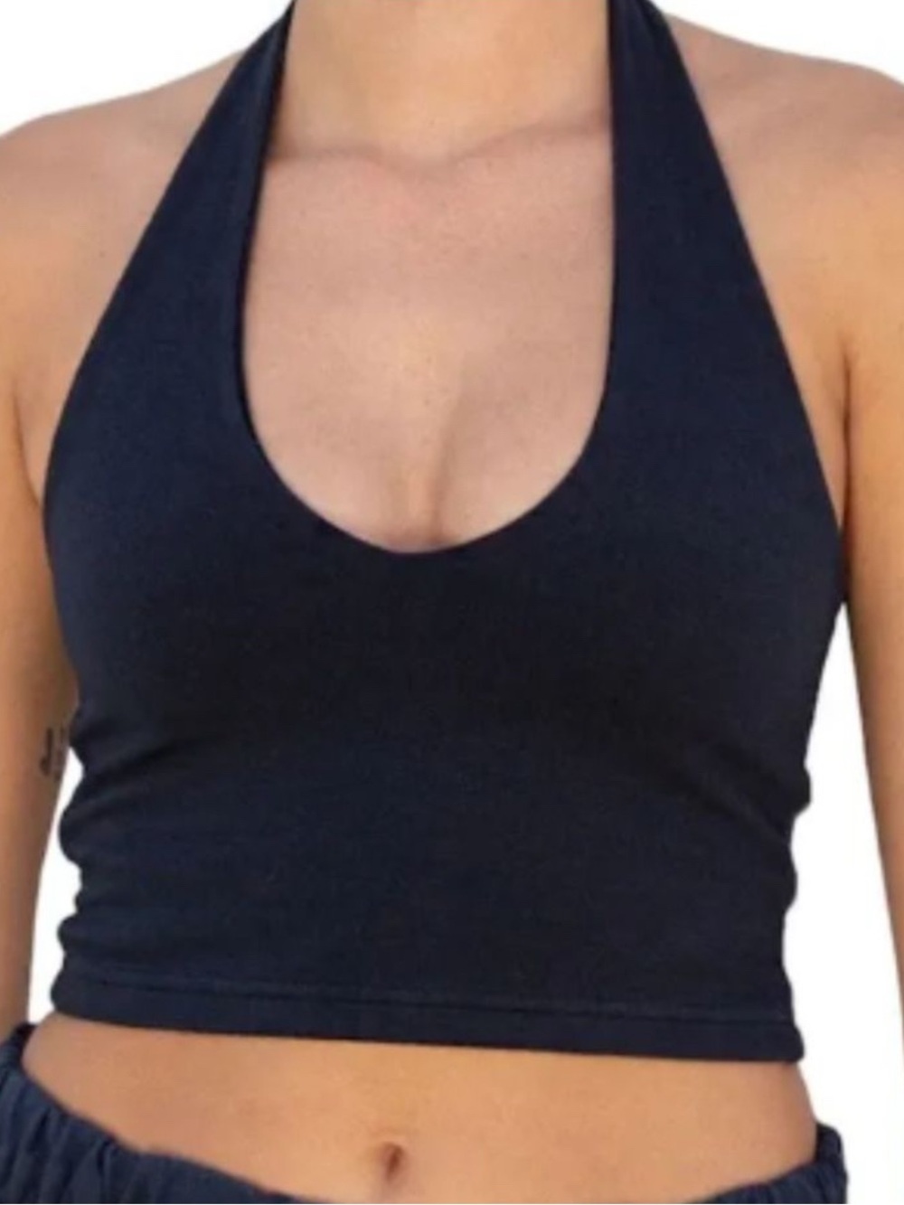 Brandy Melville / John Galt Black Alexis Halter Crop Top - One Size